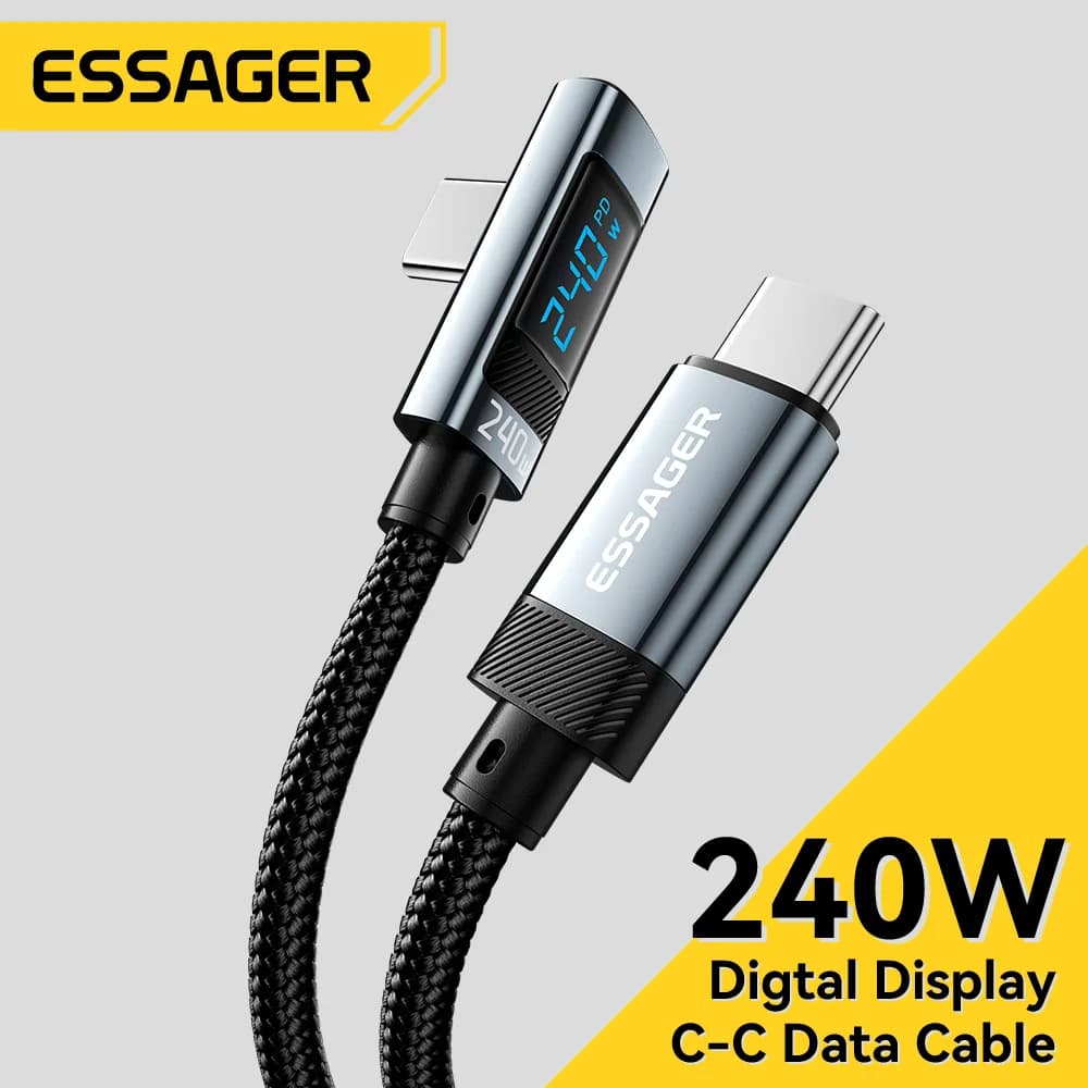 Cabo USB-C para USB-C de 240W com Ângulo de 90 Graus