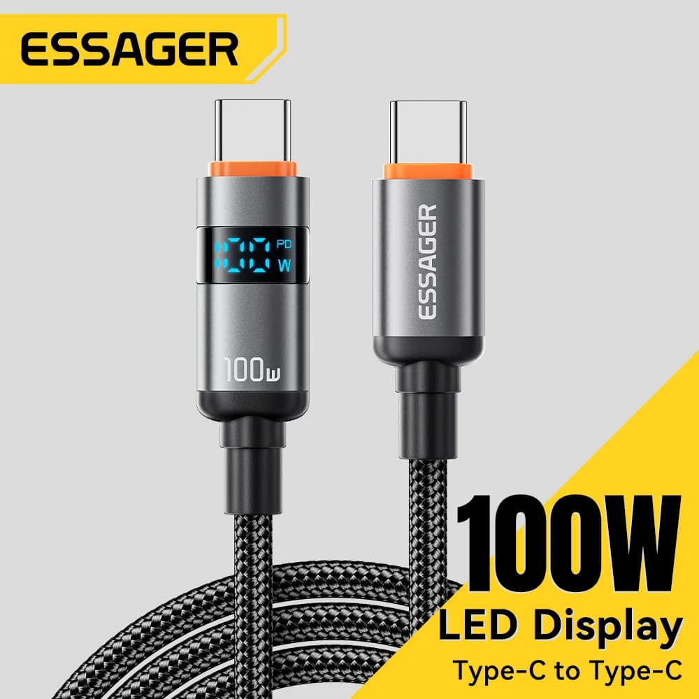 Cabo de Carregamento Rápido PD 100W USB-C para USB-C