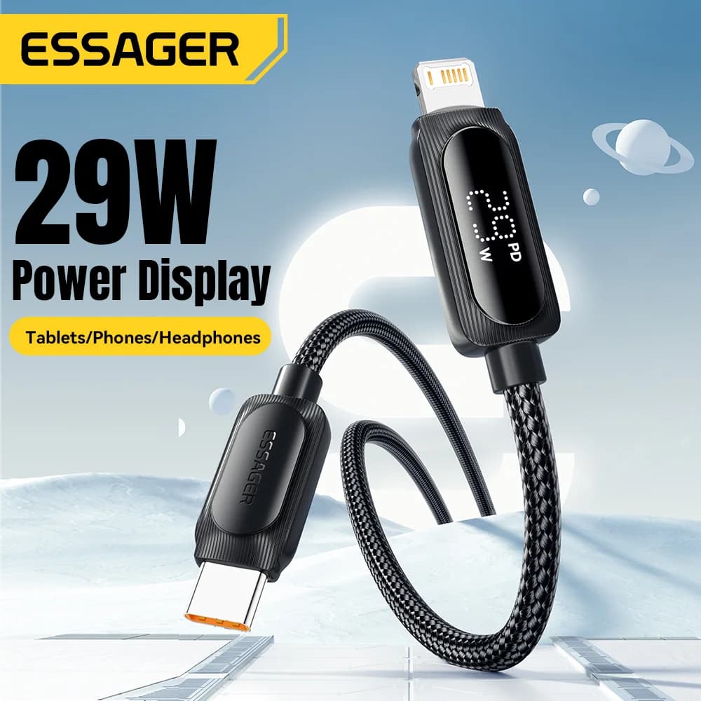 Cabo USB-C para Lightning 29W com Display Digital