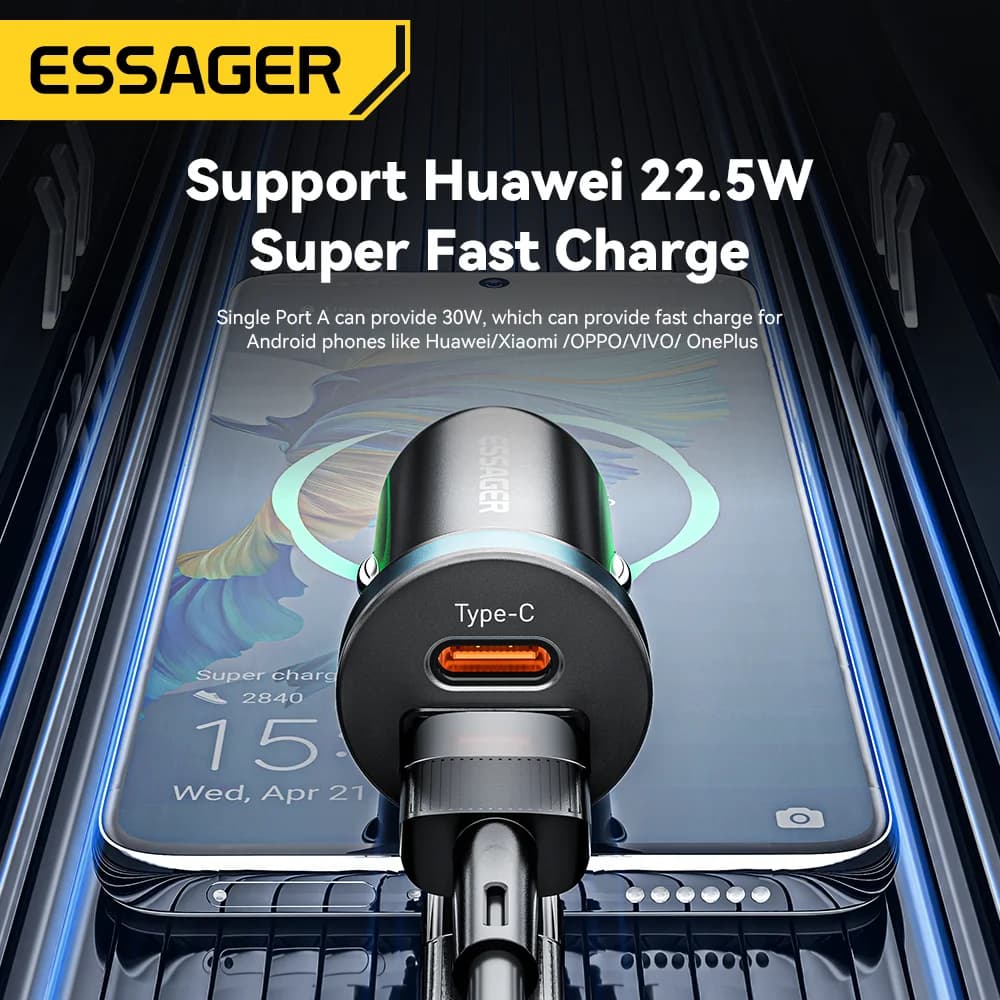 Carregador Veicular USB-C 30W com Quick Charge 3.0