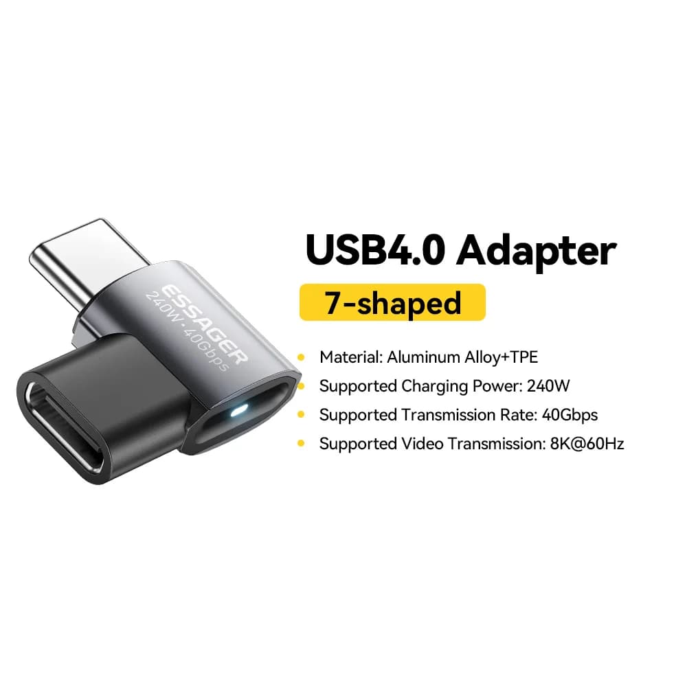 Adaptador de Dados OTG USB4.0 240W 90 Graus 8K