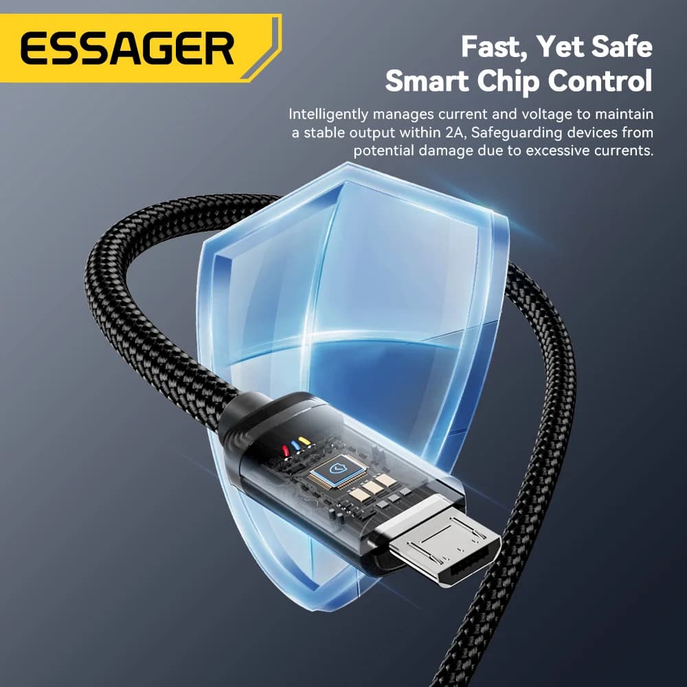 Cabo de Carregamento Rápido 2-em-1 USB Tipo-C e Micro USB