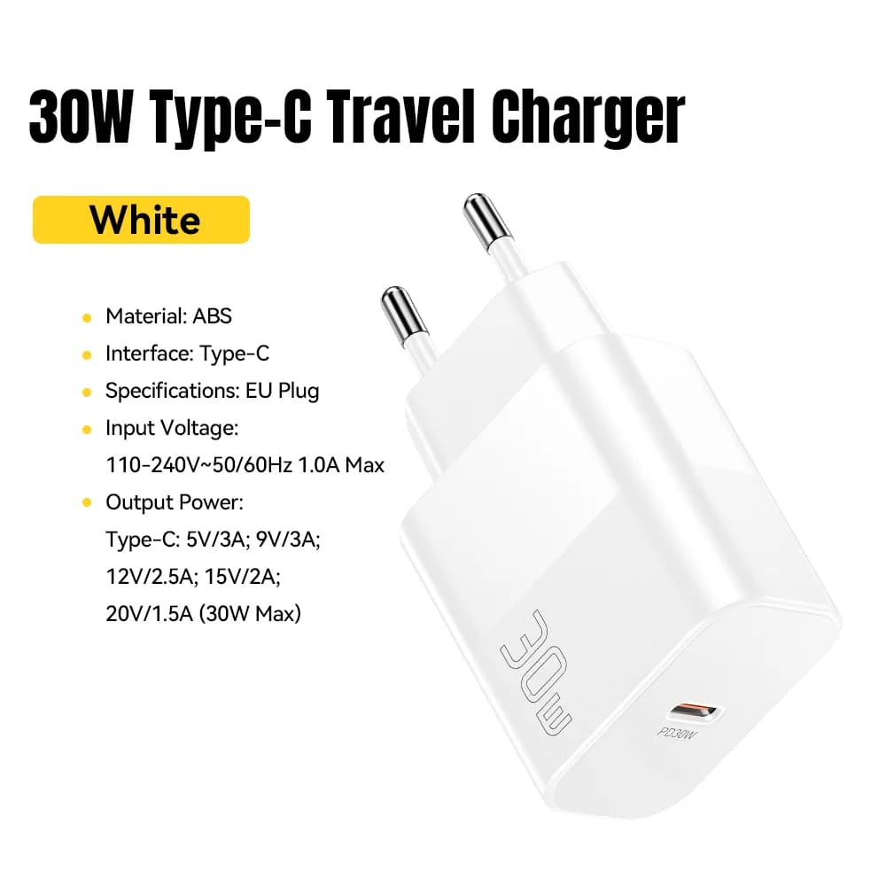 Carregador de Viagem USB-C PD 30W