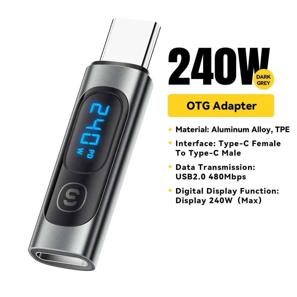 Adaptador OTG USB-C para USB-C com Display Digital