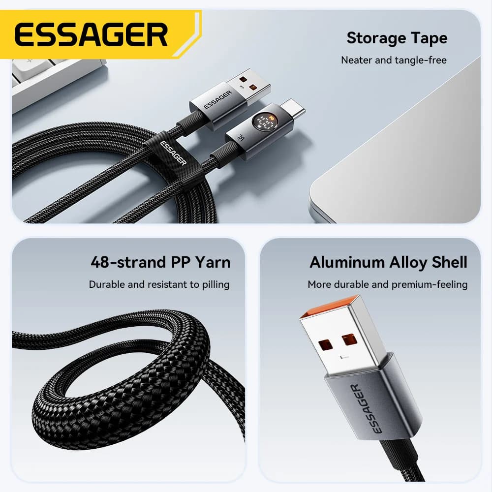 Cabo USB-C 7A 100W com Display Digital