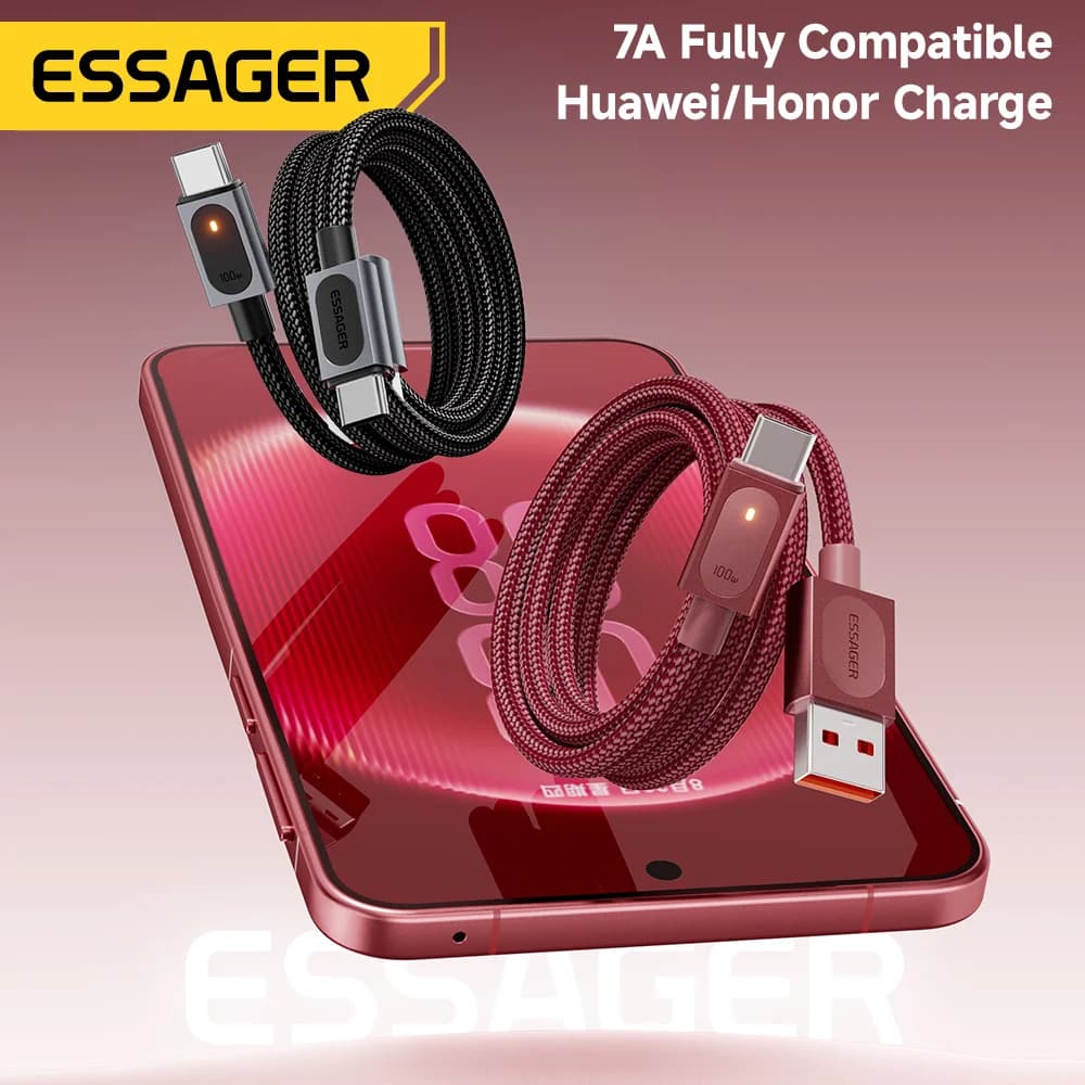 Cabo de Carregamento Rápido USB-A para USB-C 7A 100W