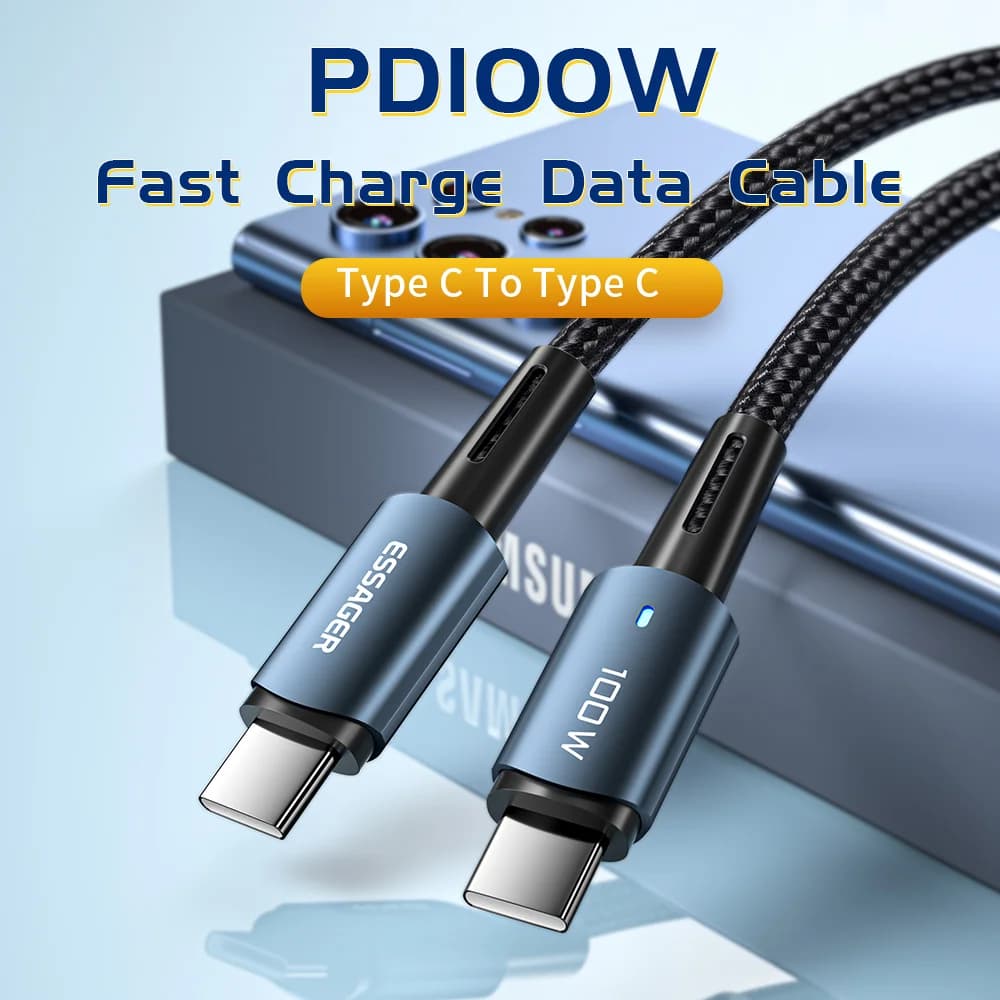 Cabo USB-C PD de Carregamento Rápido 100W