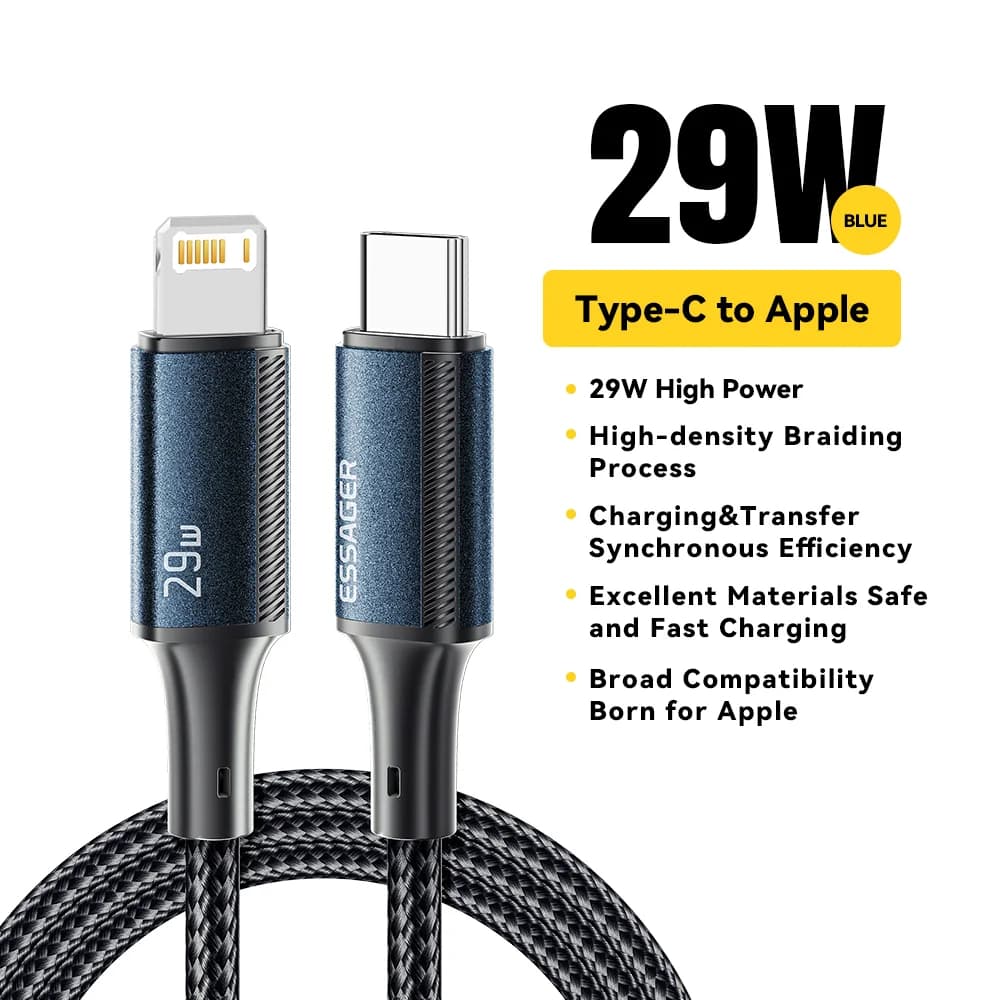 Cabo de Dados e Carregamento Rápido USB-C para Lightning 29W