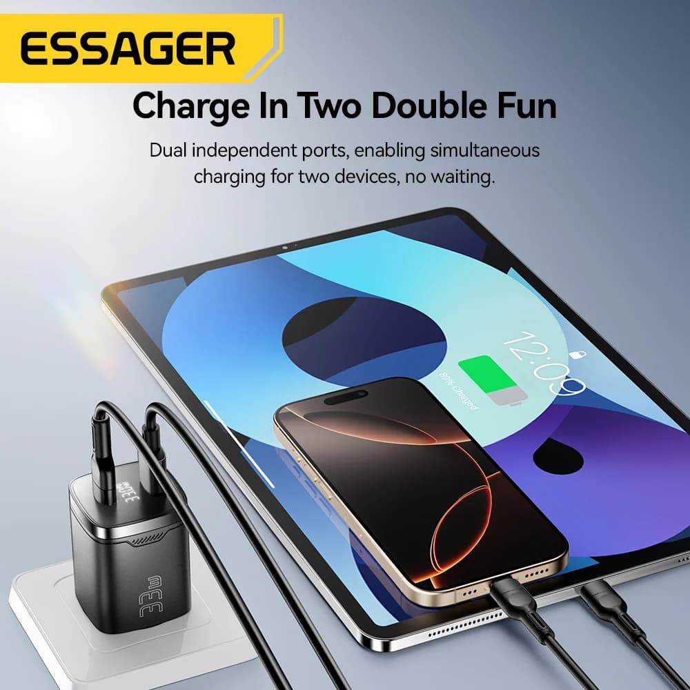 Carregador USB-C GaN 33W com Display Digital PD