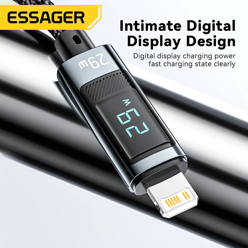 Cabo USB-C para Lightning PD com Display Digital e Carga Rápida