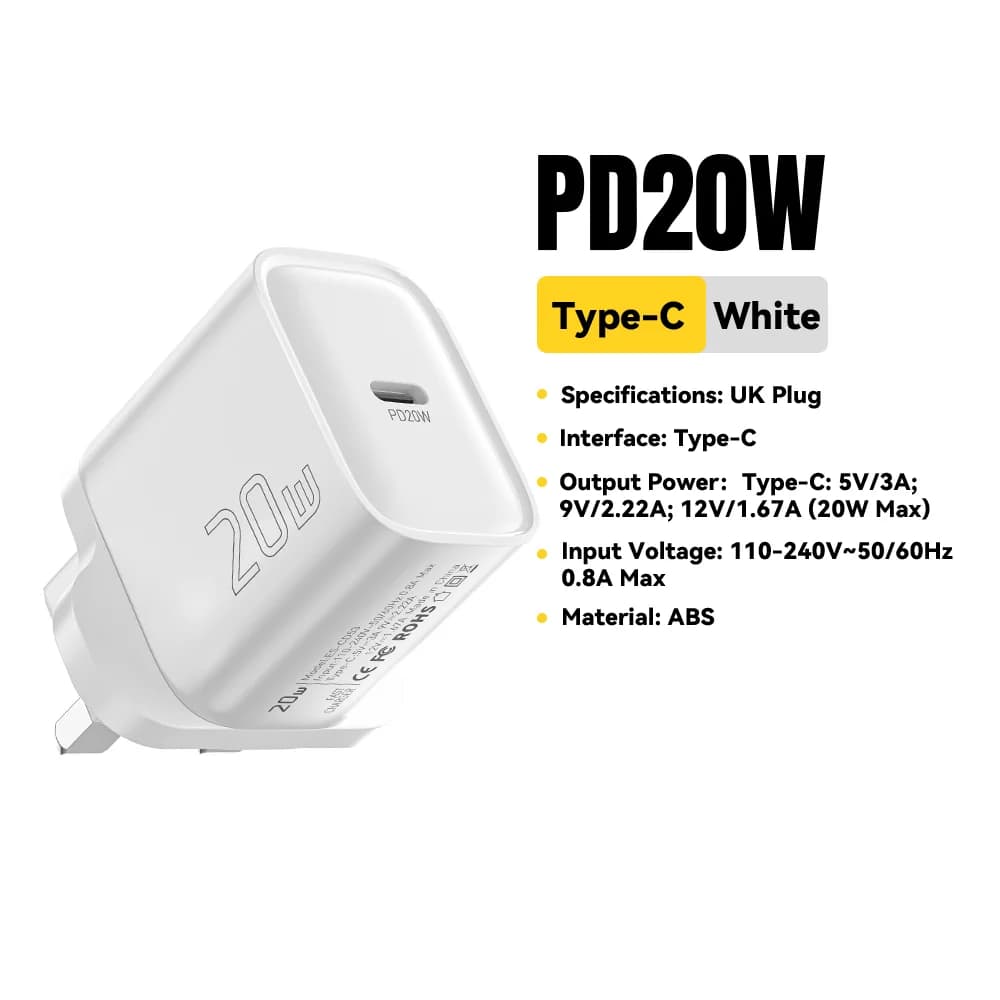 Carregador de Parede Mini USB-C PD de 20W