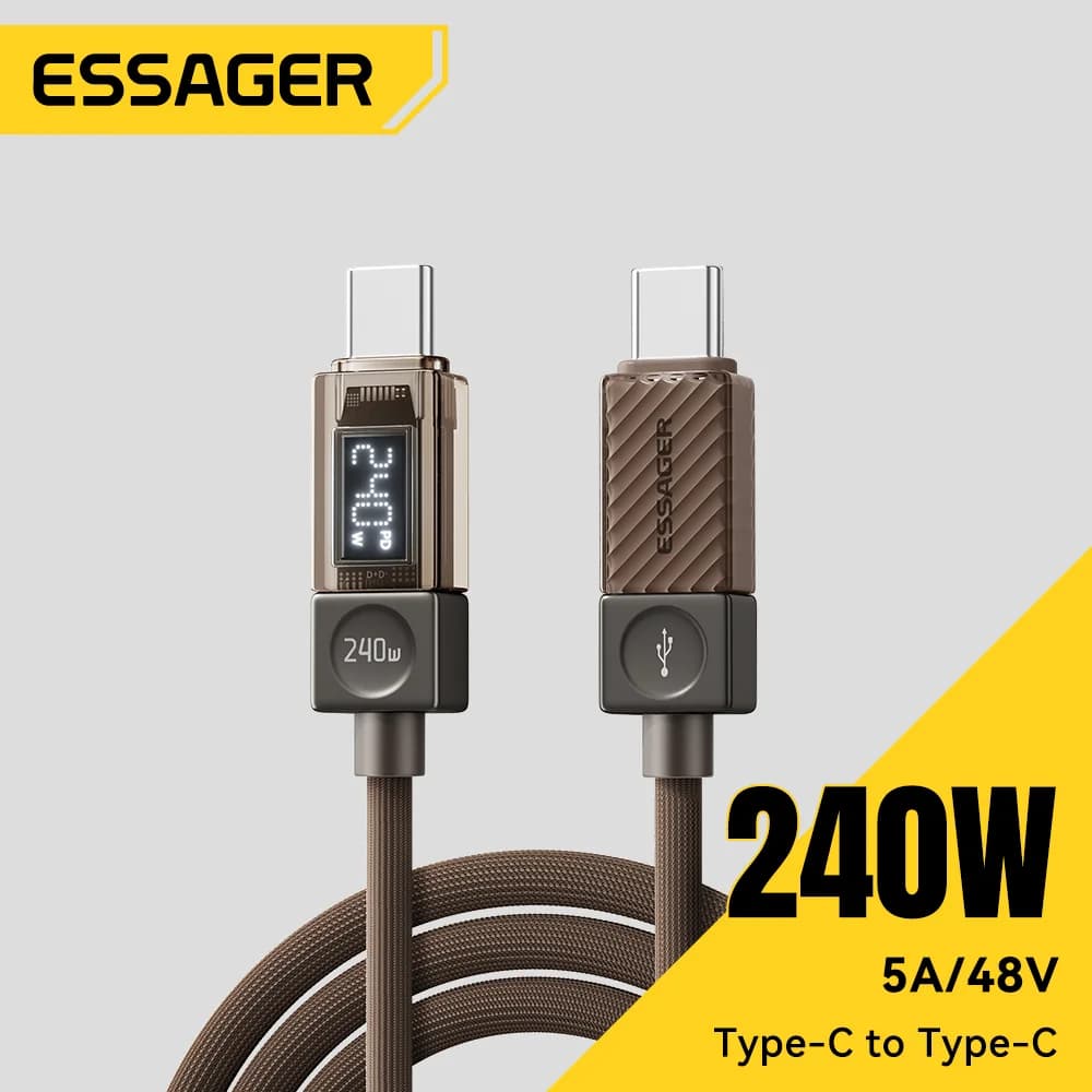 Cabo USB-C de 240W com Display LED e PD 3.1 de 100W