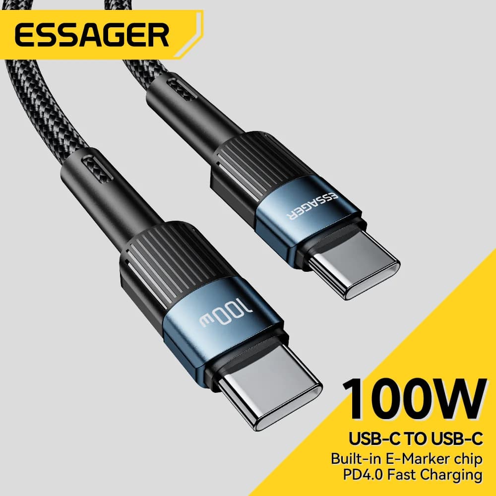 Cabo de Carregamento Rápido USB-C para USB-C 100W 3m
