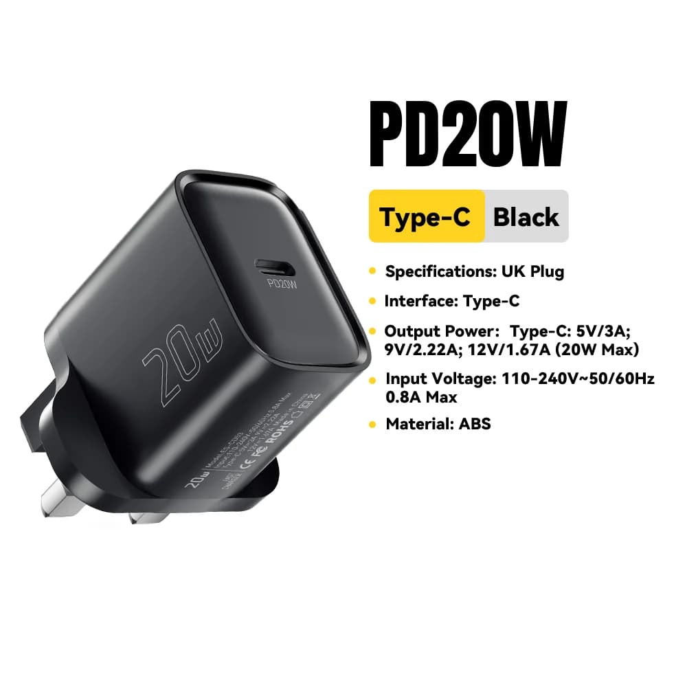 Carregador de Parede Mini USB-C PD de 20W