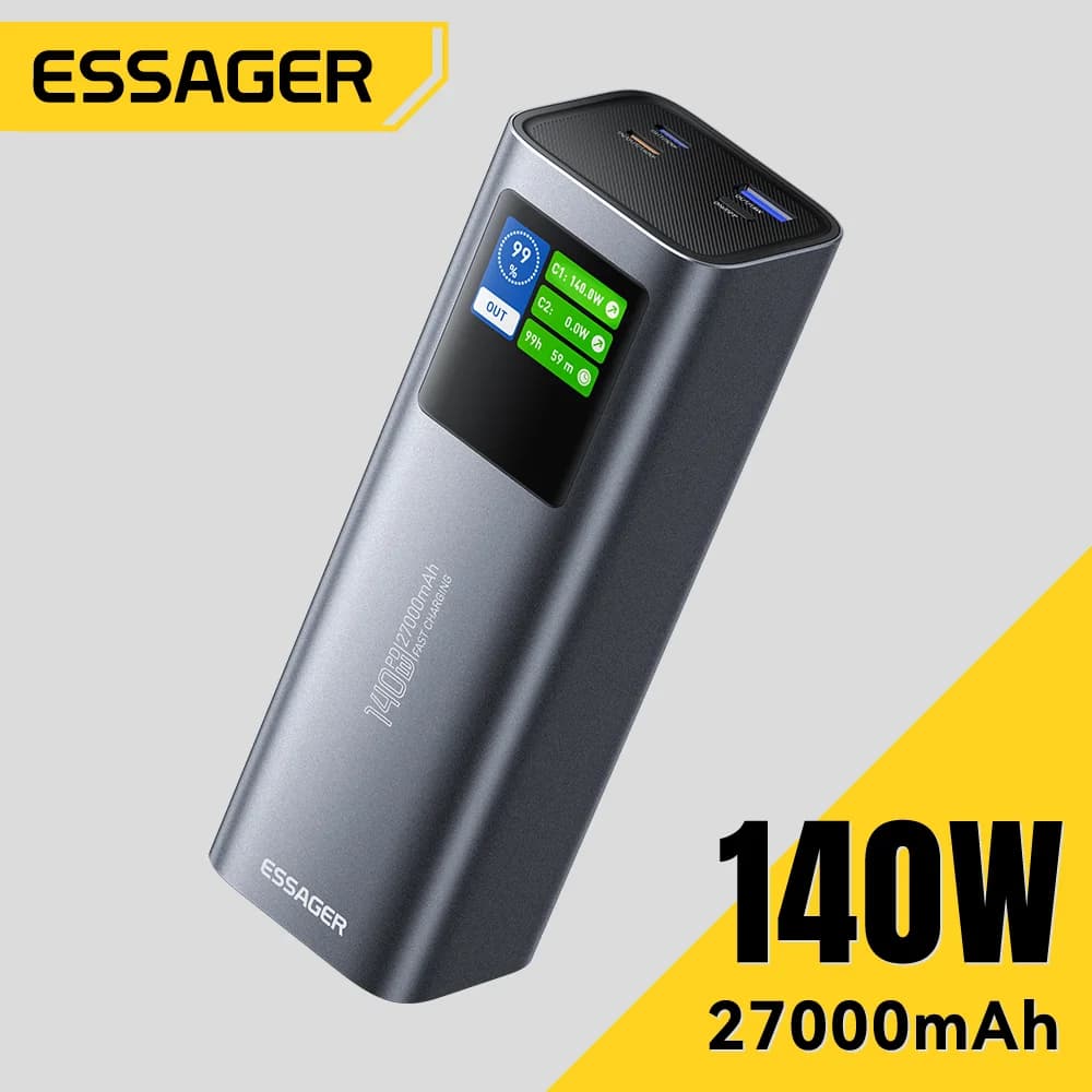 Power Bank 27000mAh, Carregamento Rápido 140W PD 3.1
