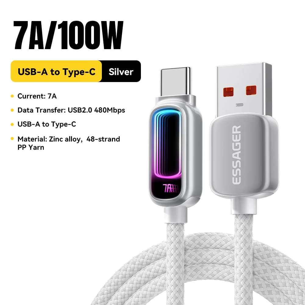 Cabo USB-C de Carregamento Rápido PD 7A 100W