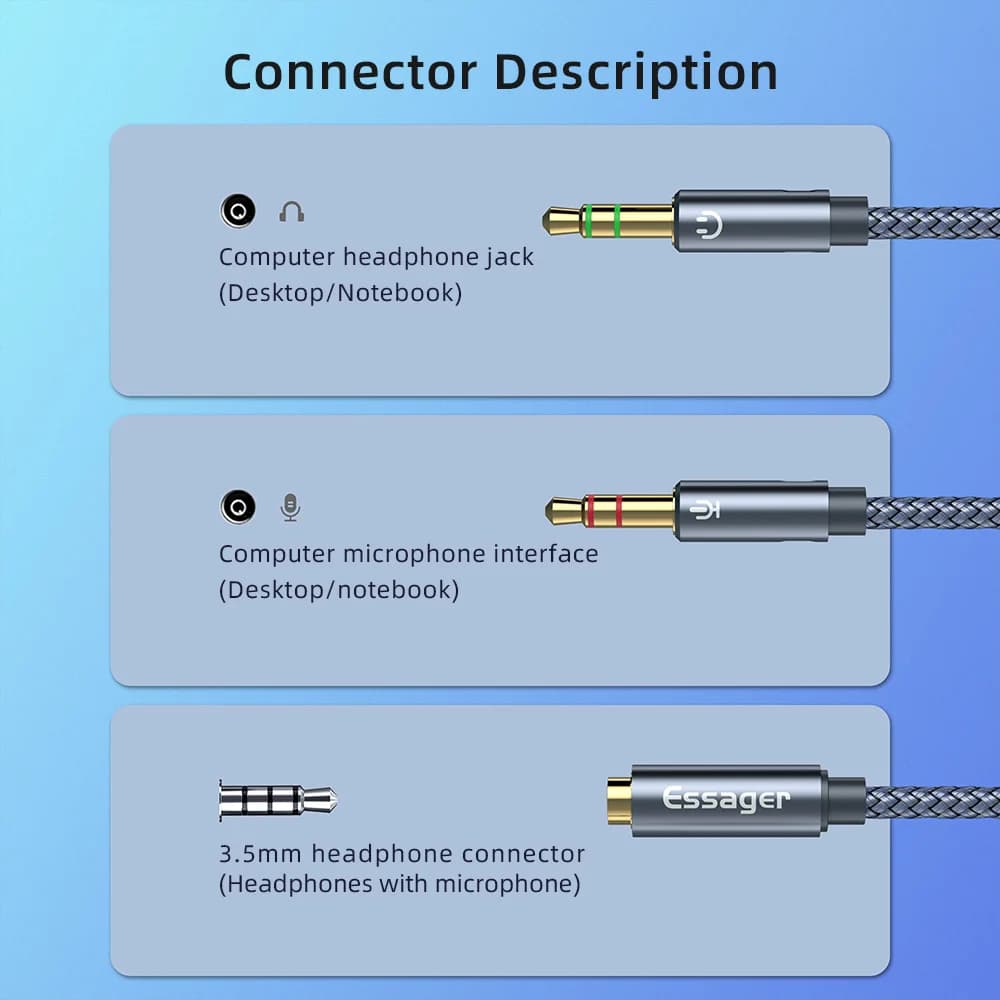 Cabo Adaptador Y Splitter de Áudio 3.5mm