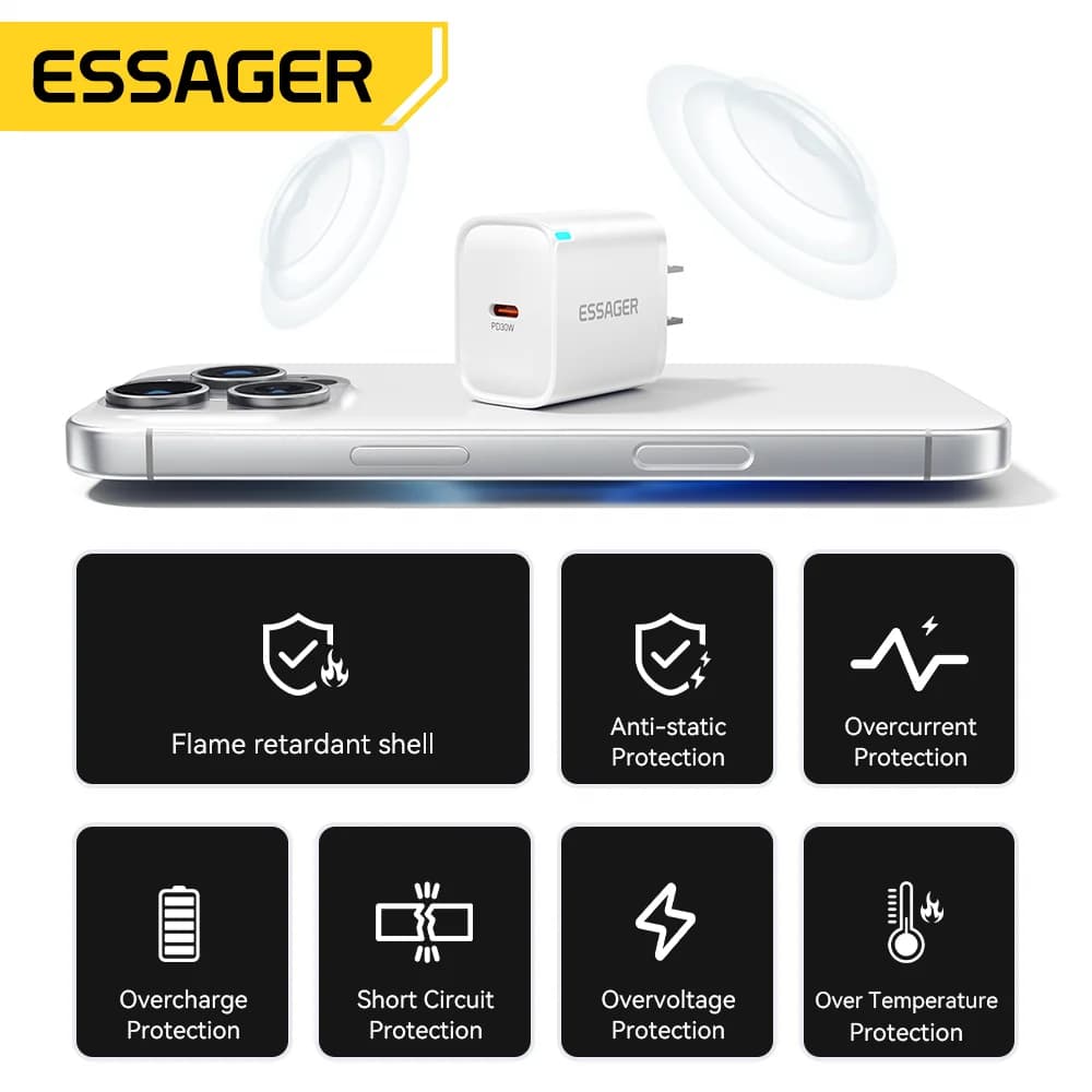 Carregador Mini USB-C 30W com Cabo Lightning