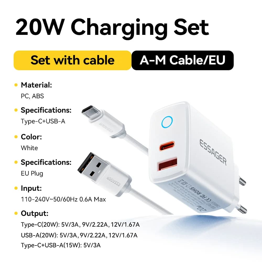 Carregador Rápido USB-C PD 20W