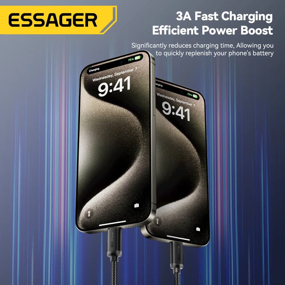 Cabo de Dados e Carregamento Rápido USB-A para USB-C 3A