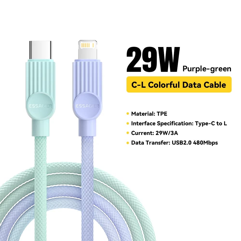 Cabo Colorido USB-C para Lightning, 29W PD