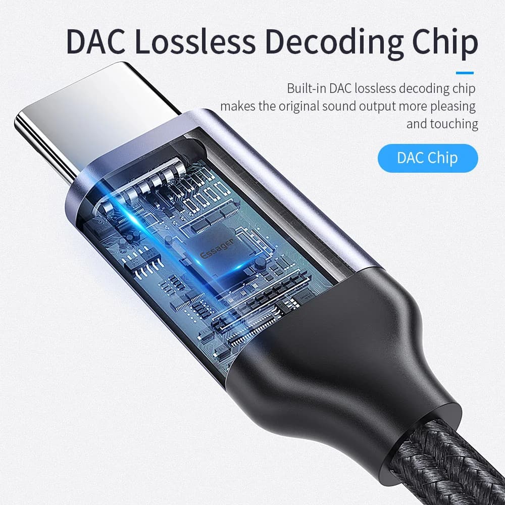Adaptador de Áudio USB-C para Fone de Ouvido 3.5mm
