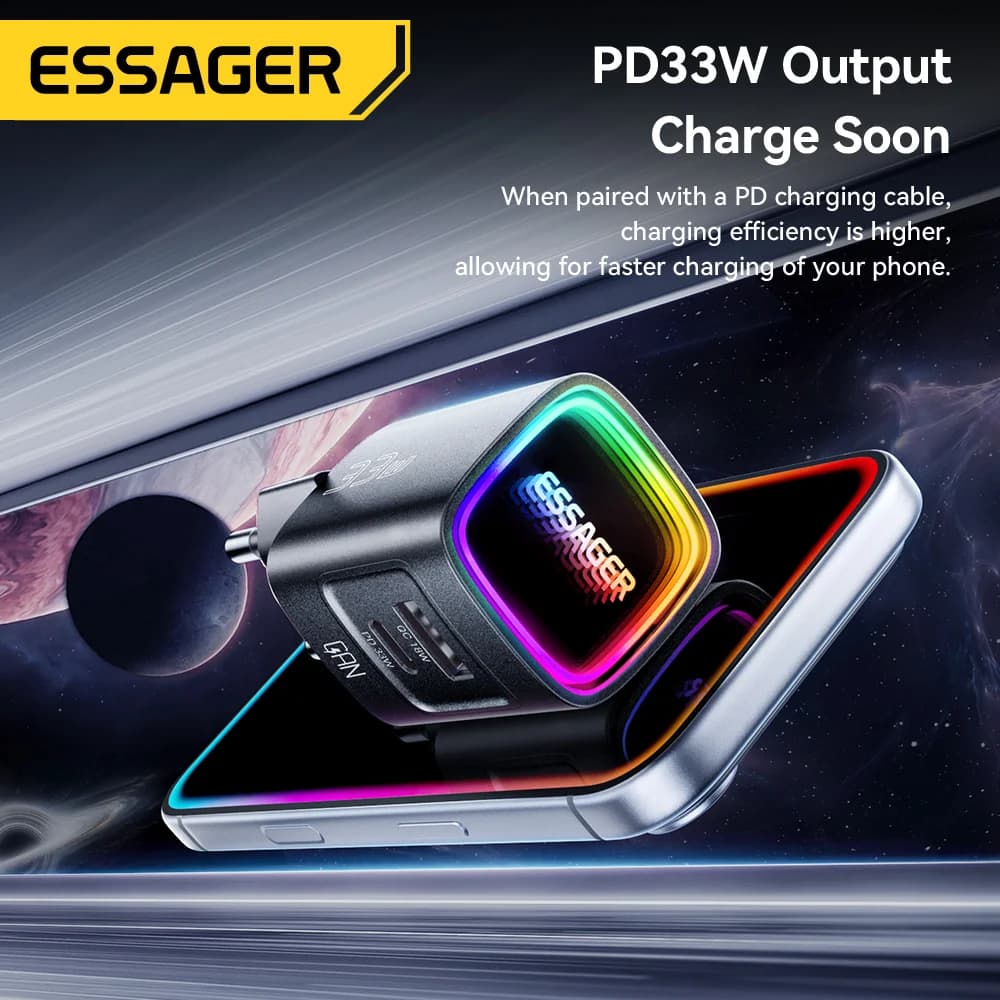 Carregador Portátil USB-C PD GaN 33W