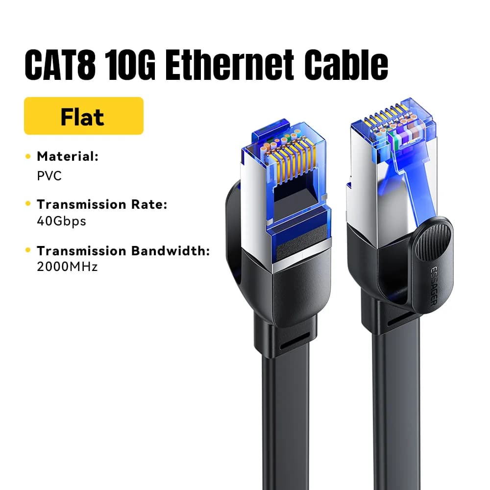 Cabo Ethernet CAT8 com Velocidade de 40Gbps e Cordão Trançado