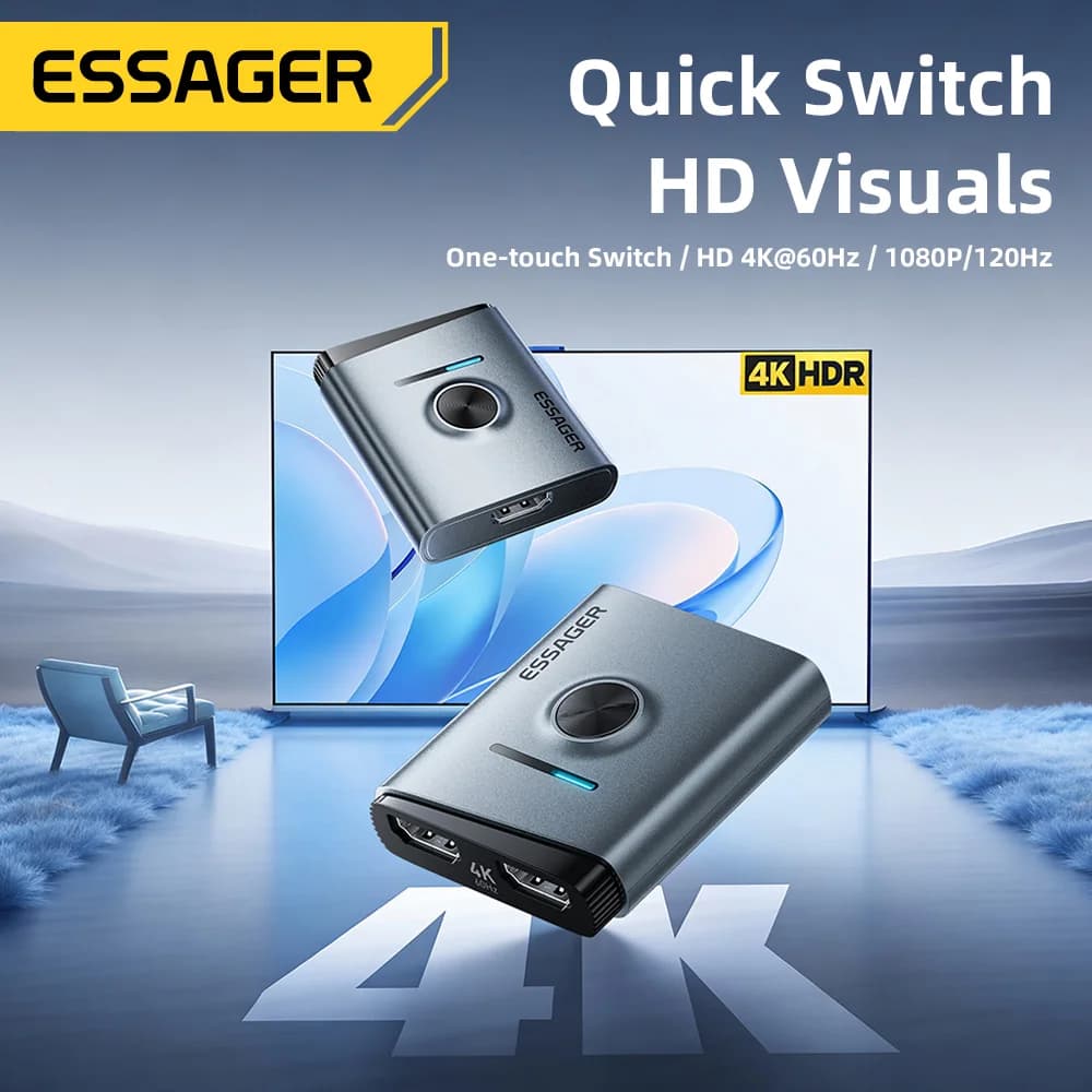 Splitter e Switch HDMI Bidirecional 2 em 1 4K 60Hz