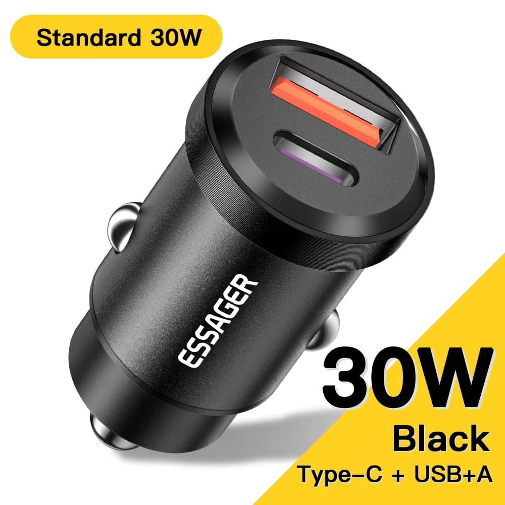 Carregador Automotivo USB-C 30W, Quick Charge 4.0