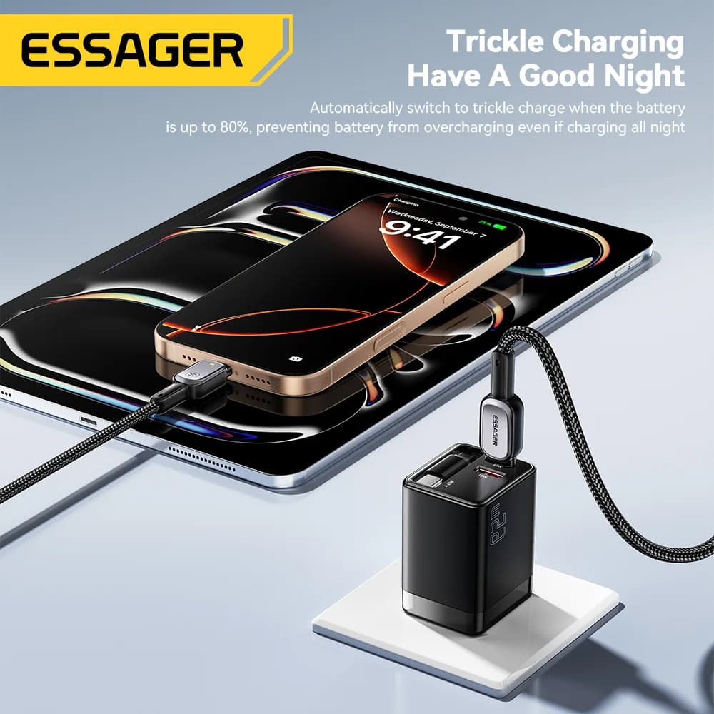 Cabo LED USB-C para USB-C 100W, Carregamento Rápido PD 5A