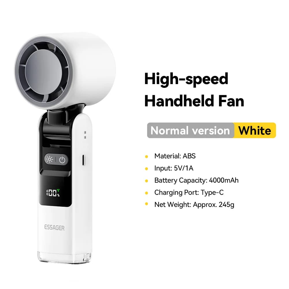 Ventilador Turbo Portátil de Mão com Display Digital