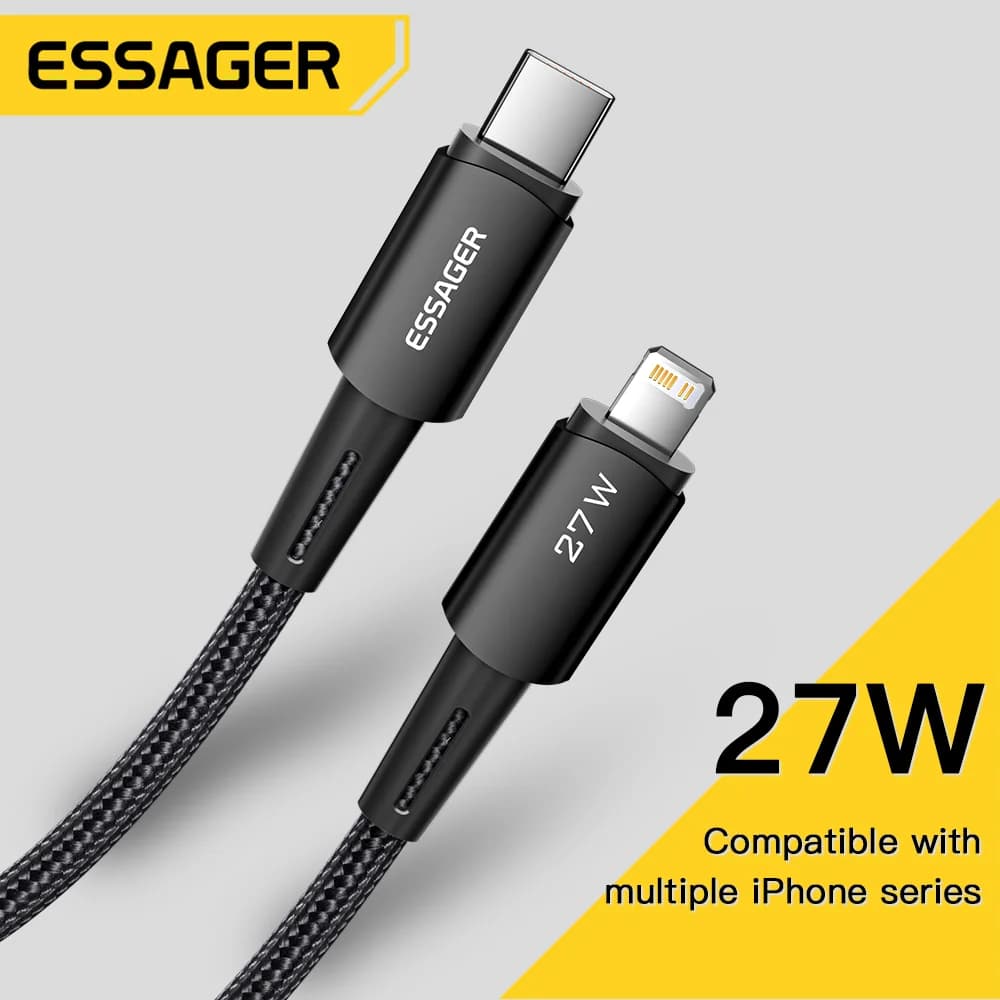 Cabo de Carregamento Rápido USB-C para Lightning de 27W