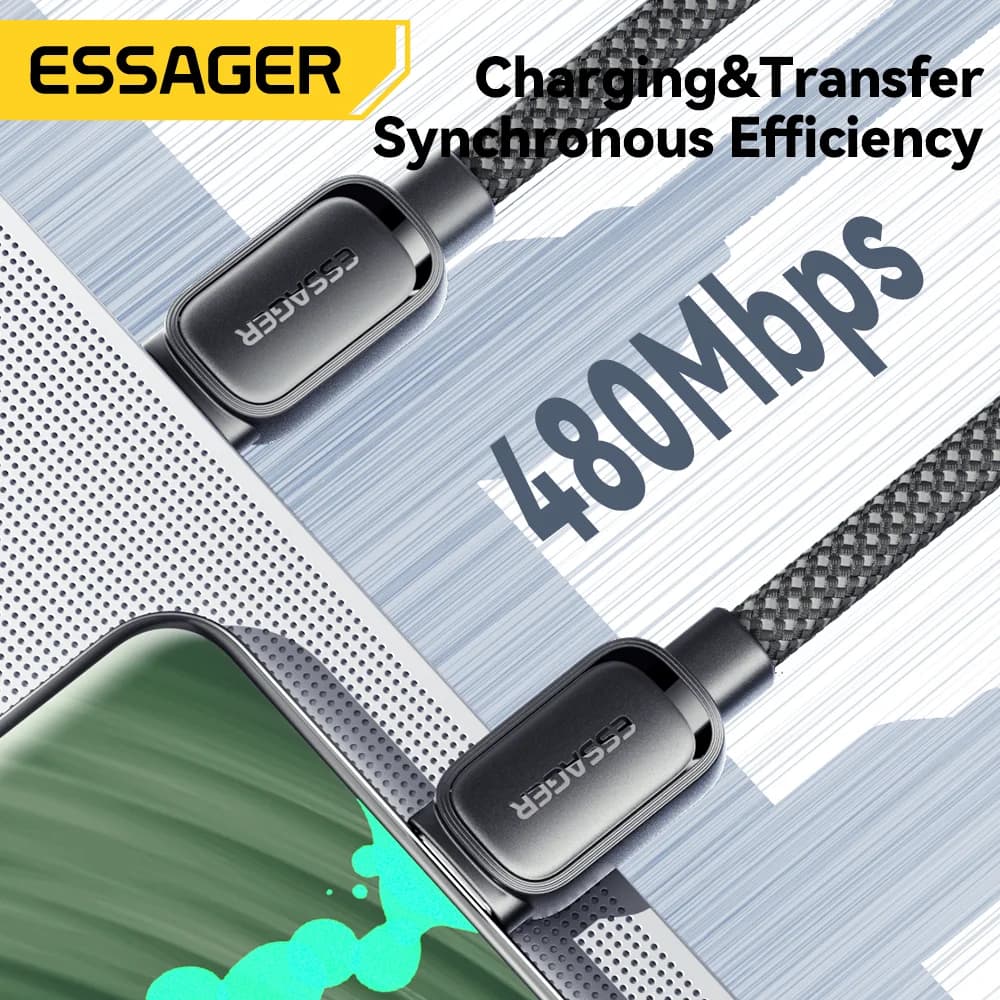 Cabo de Carregamento USB-C Magnético Anti-Enrolamento 100W