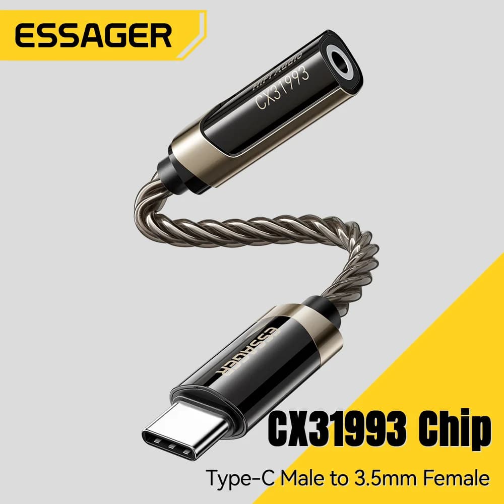 Adaptador de Áudio HiFi USB-C para Fone de Ouvido 3.5mm