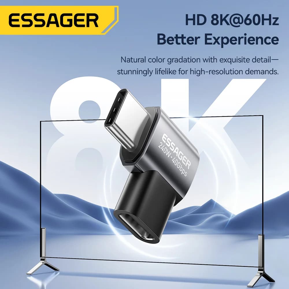 Adaptador de Dados OTG USB4.0 240W 90 Graus 8K