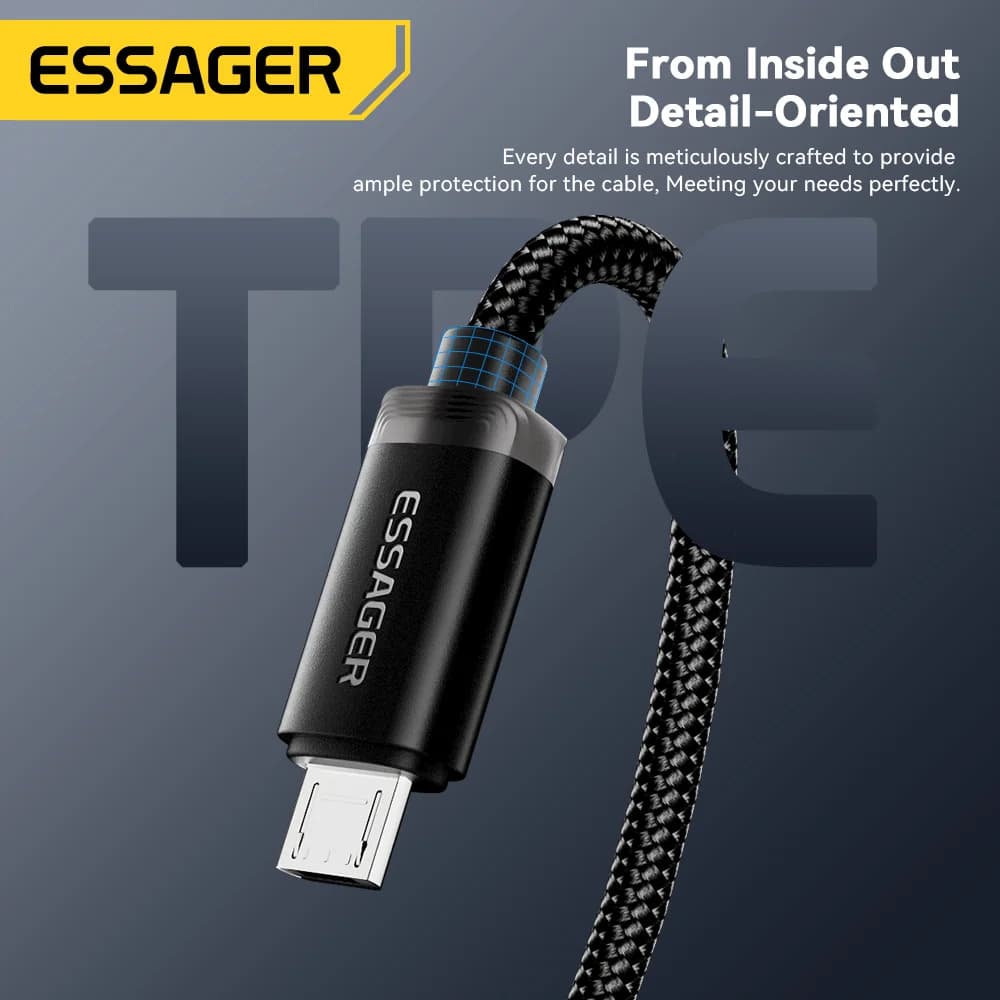 Cabo de Carregamento Rápido 2-em-1 USB Tipo-C e Micro USB