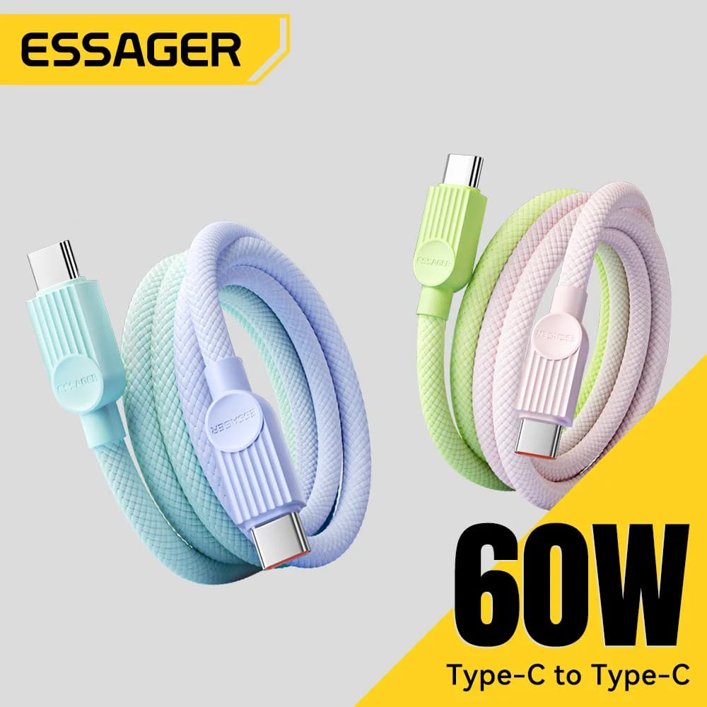 Cabo de Carregamento Rápido USB-C para USB-C Colorido 60W