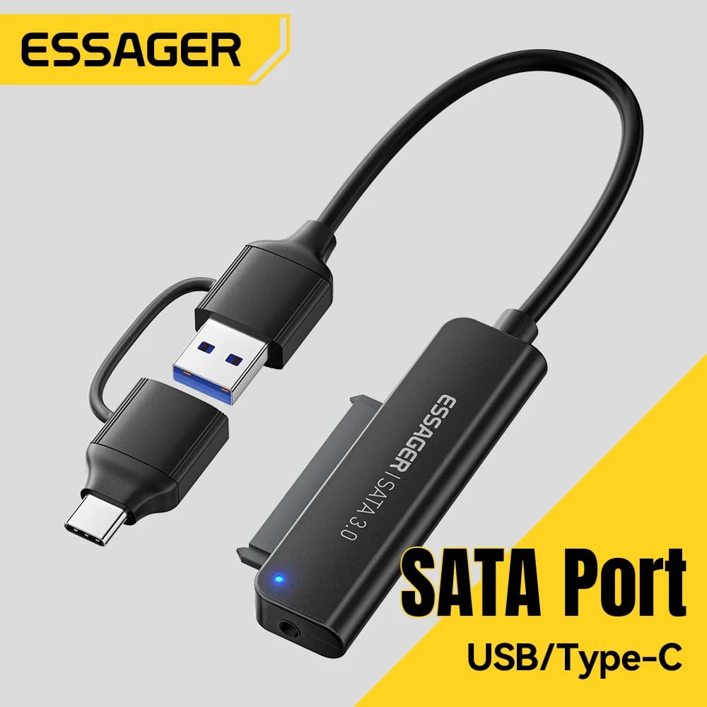Adaptador SATA para USB 3.0/Type-C 2 em 1, 2.5"