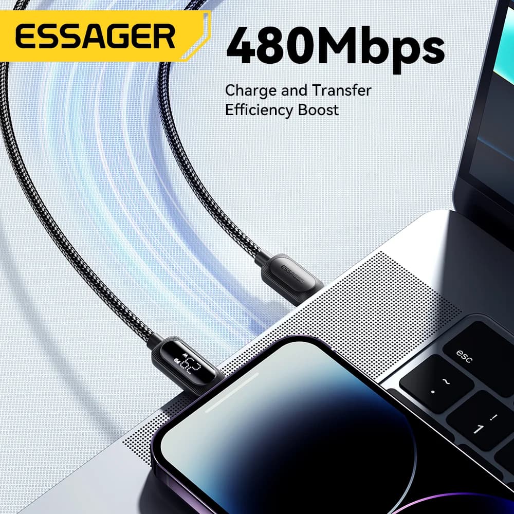 Cabo USB-C para Lightning 29W com Display Digital