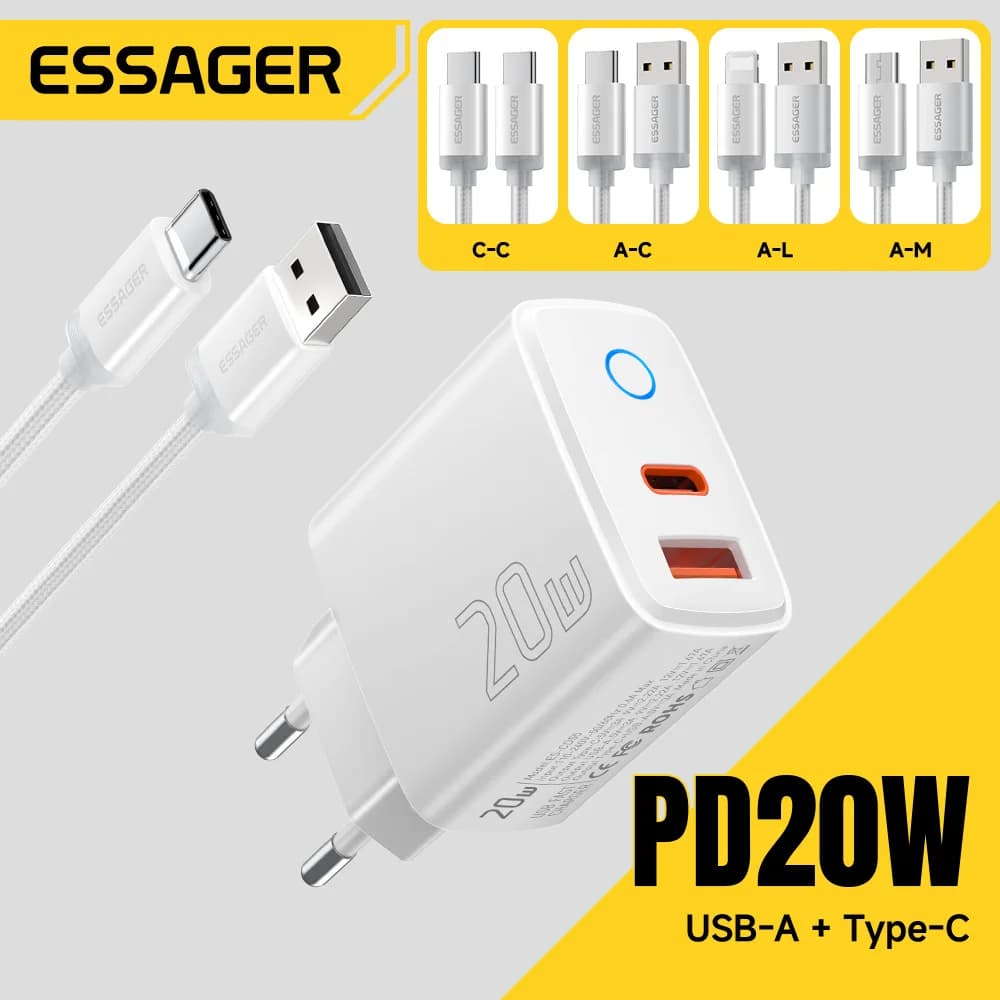 Carregador Rápido USB-C PD 20W