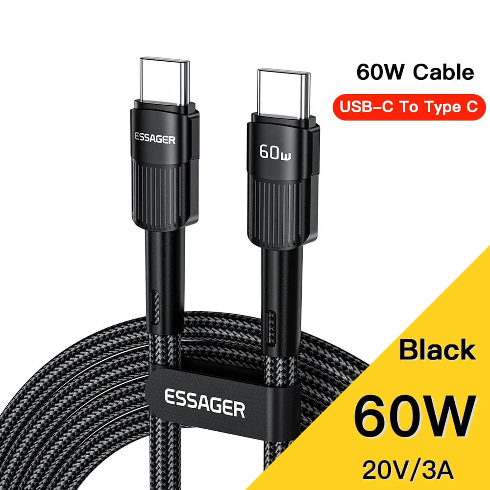 Cabo de Carregamento Rápido USB-C para USB-C 100W 3m