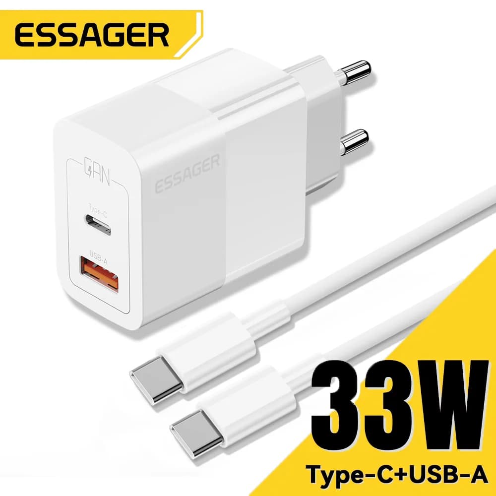 Carregador de Parede Mini USB-C Dual Port 33W