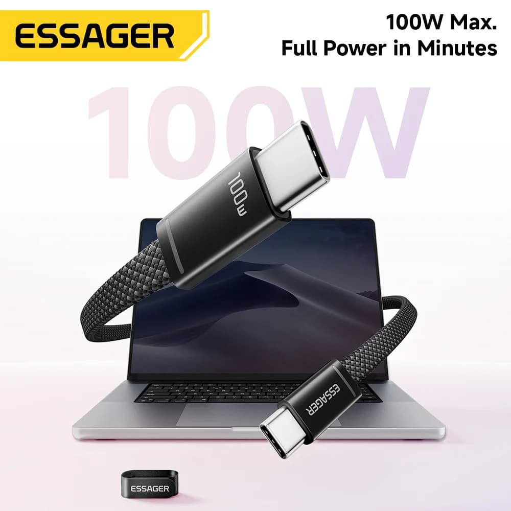 Cabo Slim USB-C para USB-C PD de Carregamento Rápido 100W