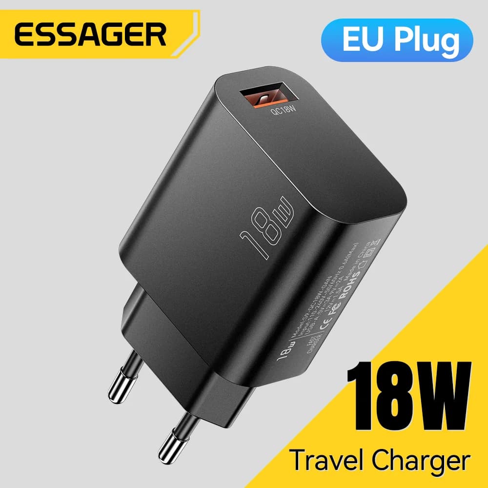 Carregador de Parede USB-A QC 3.0 Rápido 18W