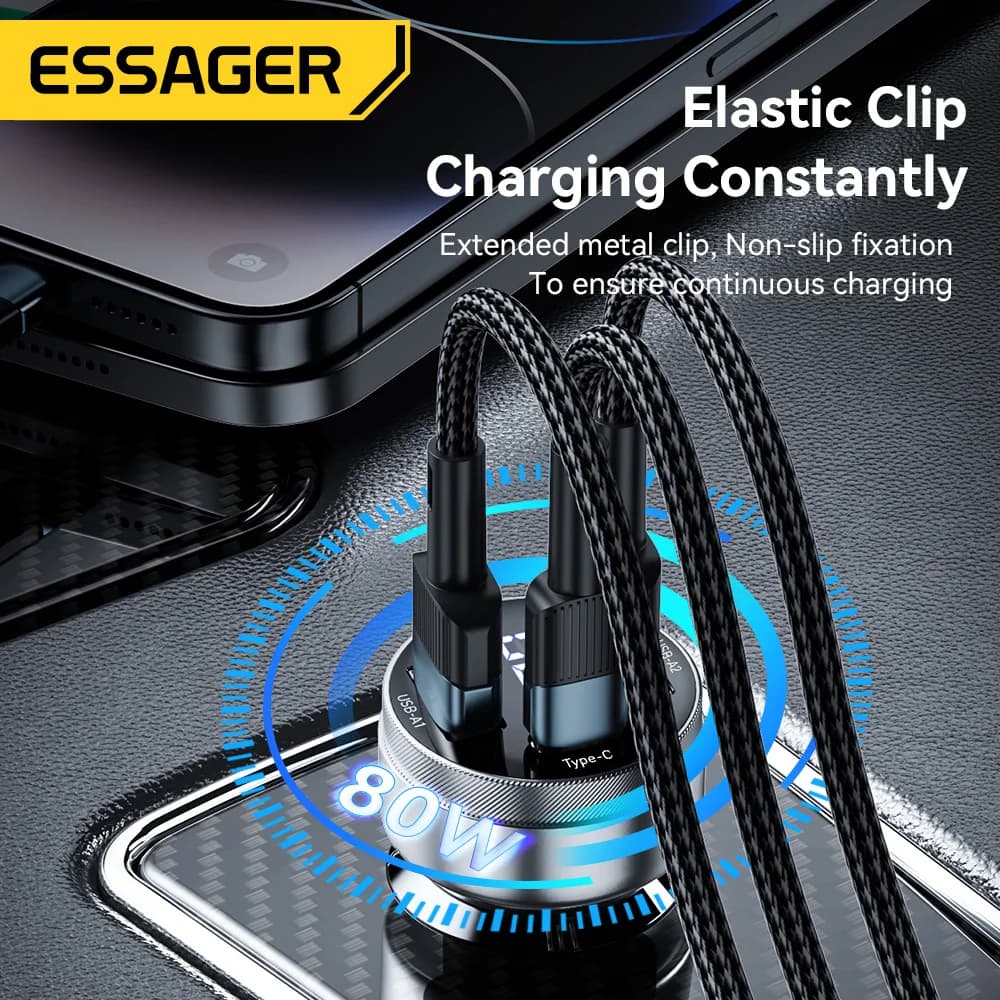 Carregador Veicular PD Dual USB-C 80W