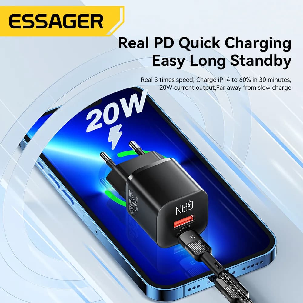 Carregador Rápido USB-C PD GaN 20W