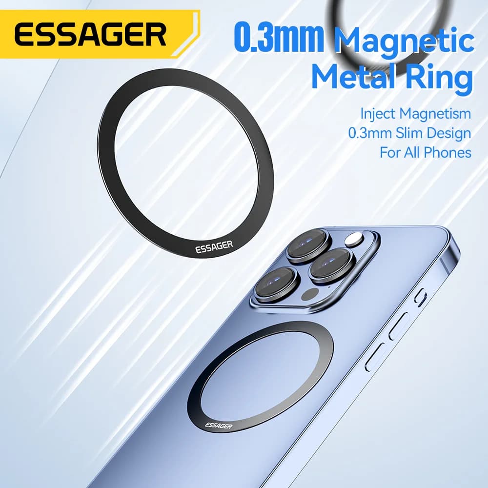 Anéis Metálicos Magnéticos (2 Unidades) para Carregamento Sem Fio