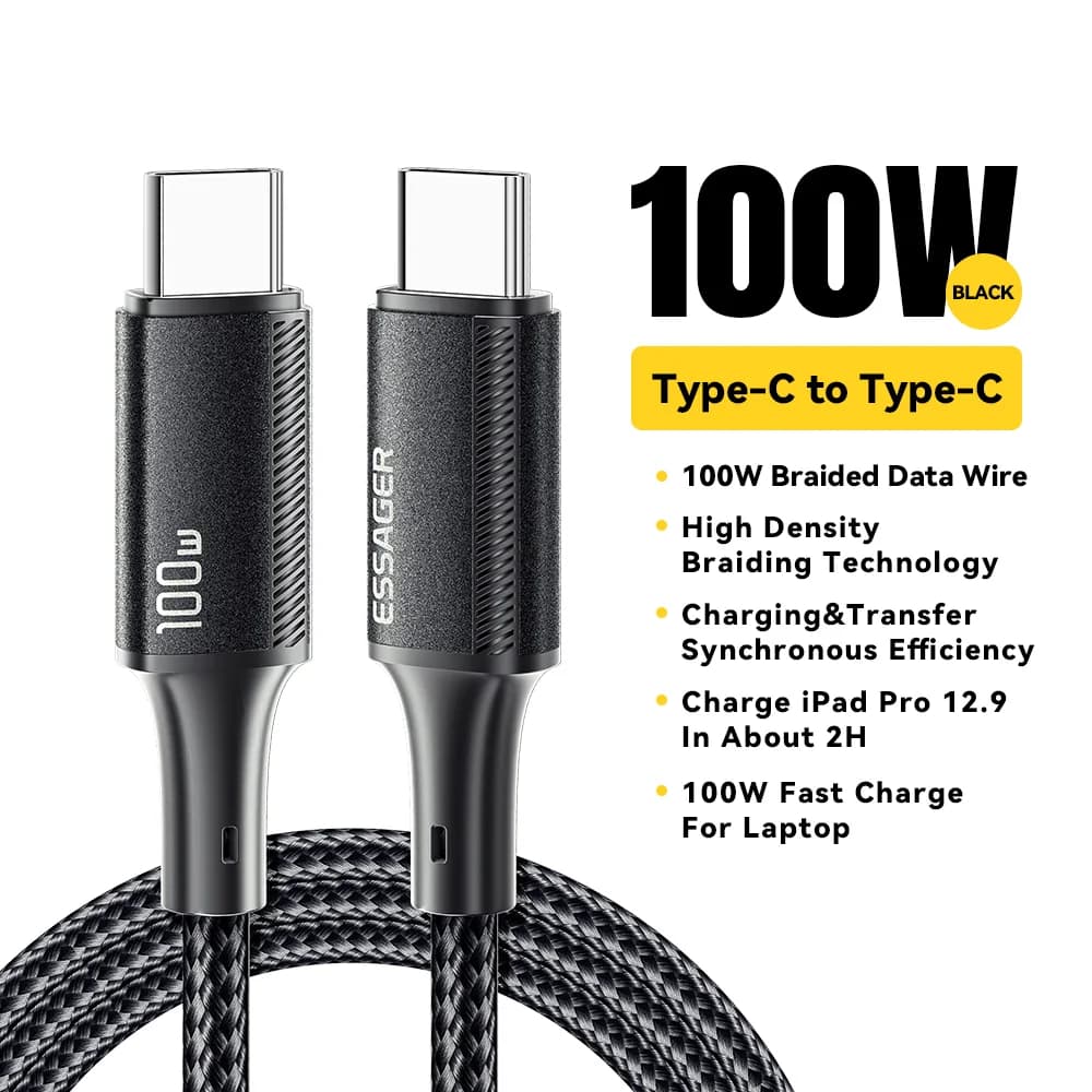 Cabo USB-C para USB-C com Carregamento Rápido PD 100W