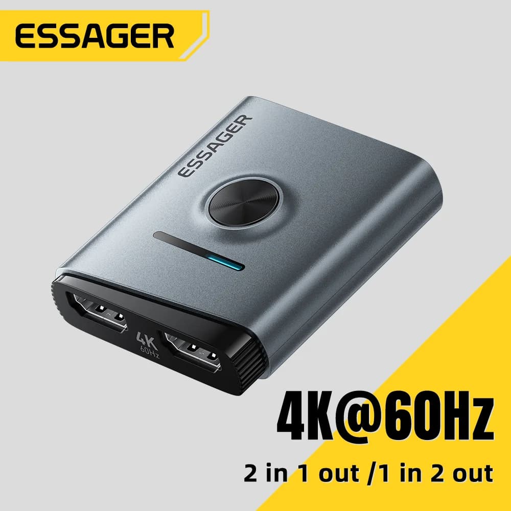 Splitter e Switch HDMI Bidirecional 2 em 1 4K 60Hz